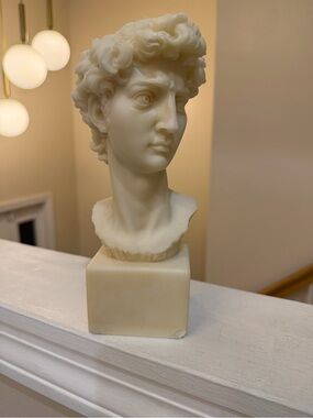 Michelangelo David Bust Statue Faux Marble Carving Roman Greek Replica Art